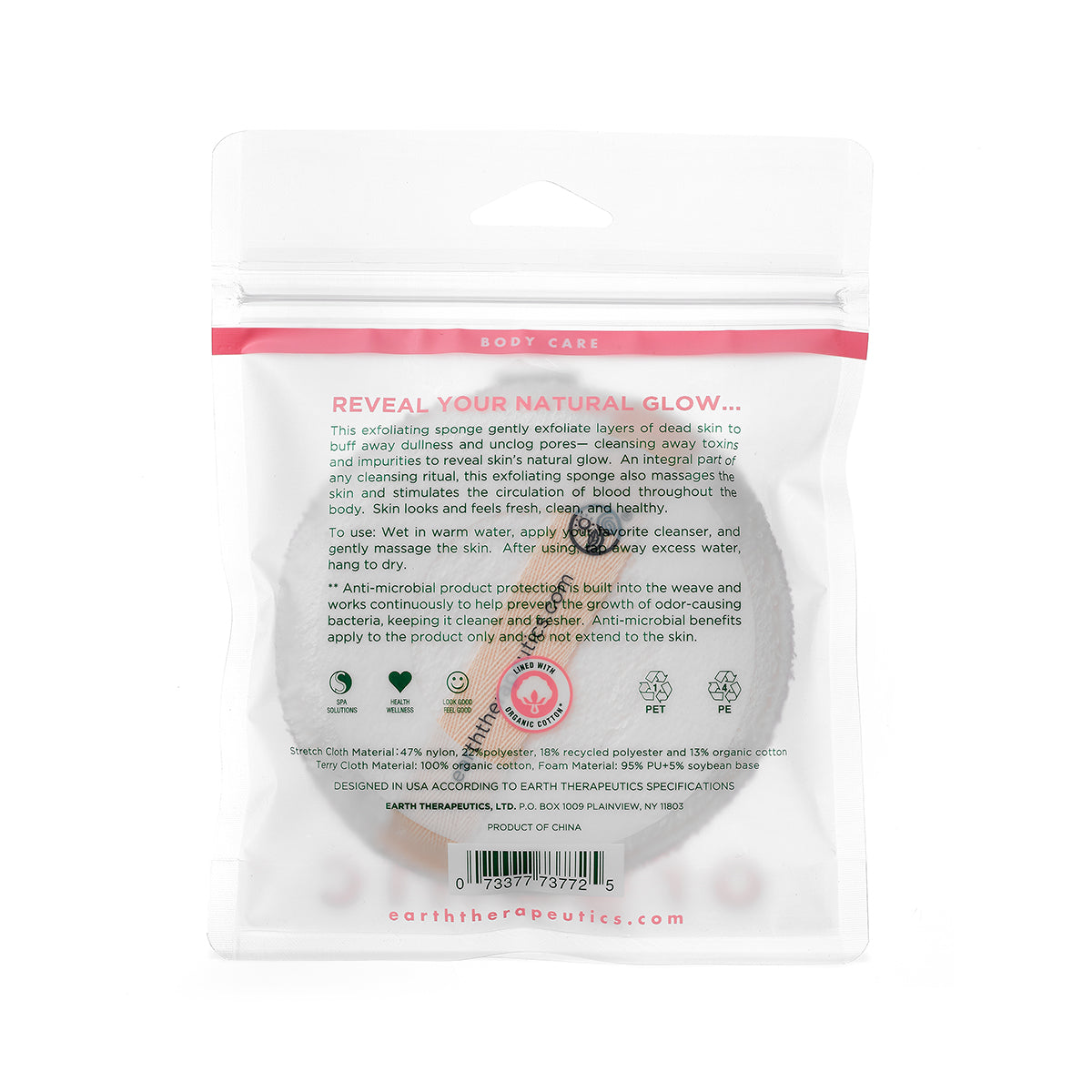 earth-therapeutics-organic-cotton-exfoliating-hydro-sponge-round-pink image 2