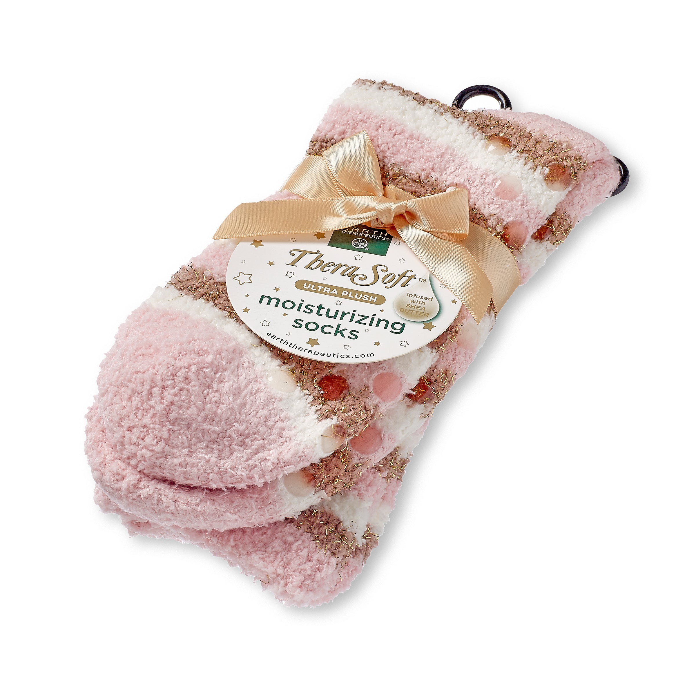 earth-therapeutics-thera-soft-moisturizing-socks-pink-gold-chenille-non-slip-gif image 3