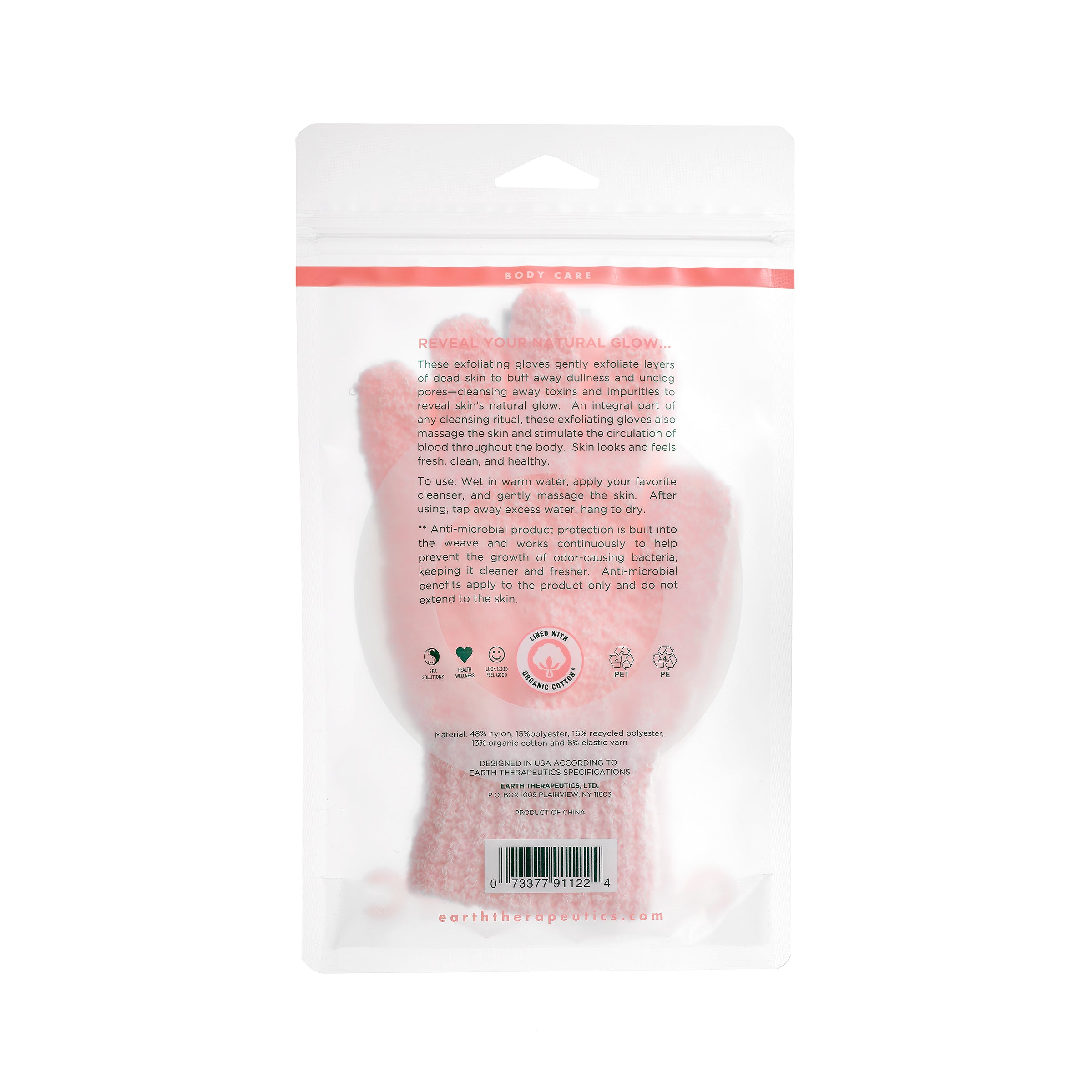 earth-therapeutics-organic-cotton-exfoliating-hydro-gloves-pink-body-exfoliating image 2