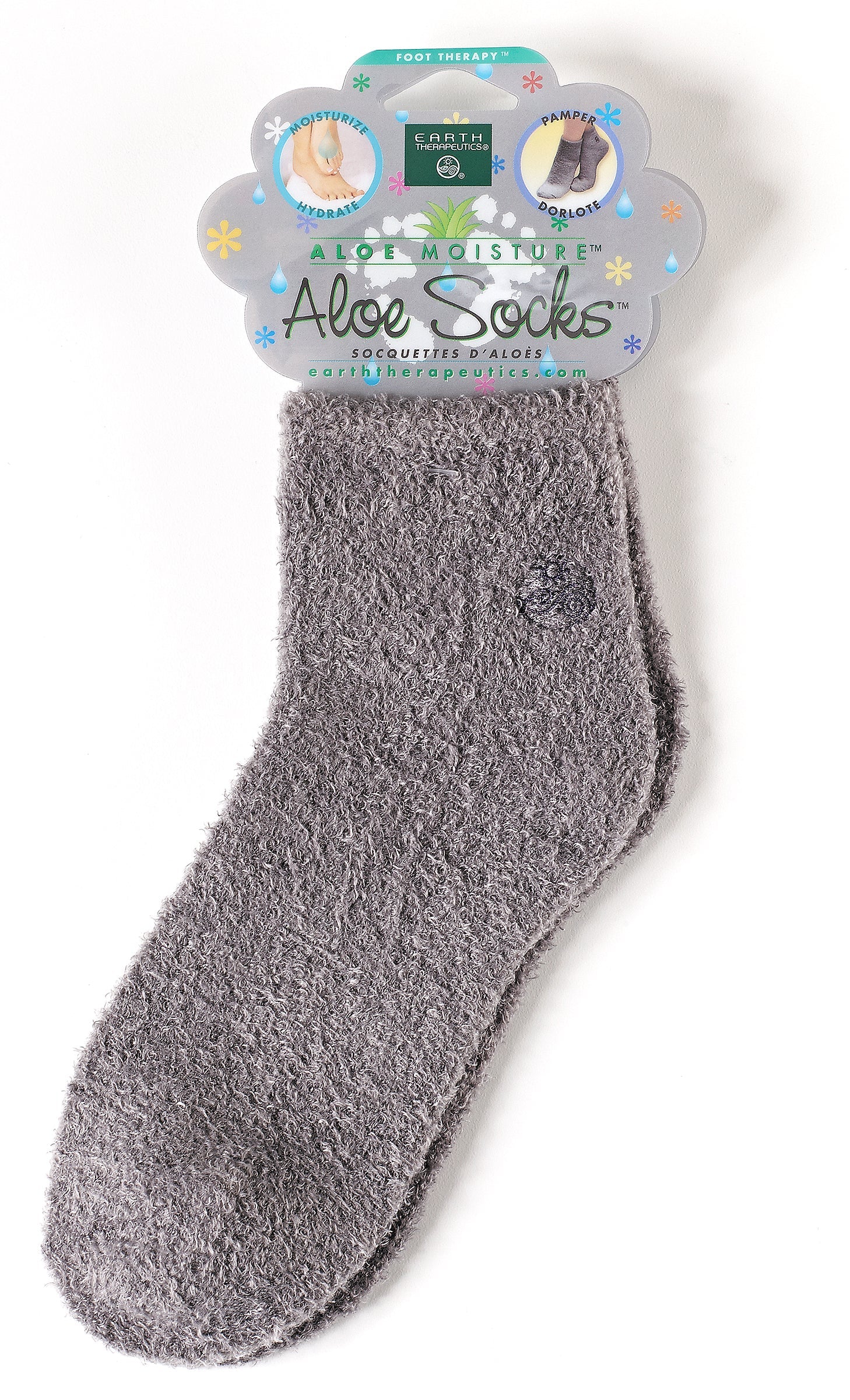 earth-therapeutics-aloe-socks-gray-aloe-vera-vitamin-e-infused-moisturizing image 2