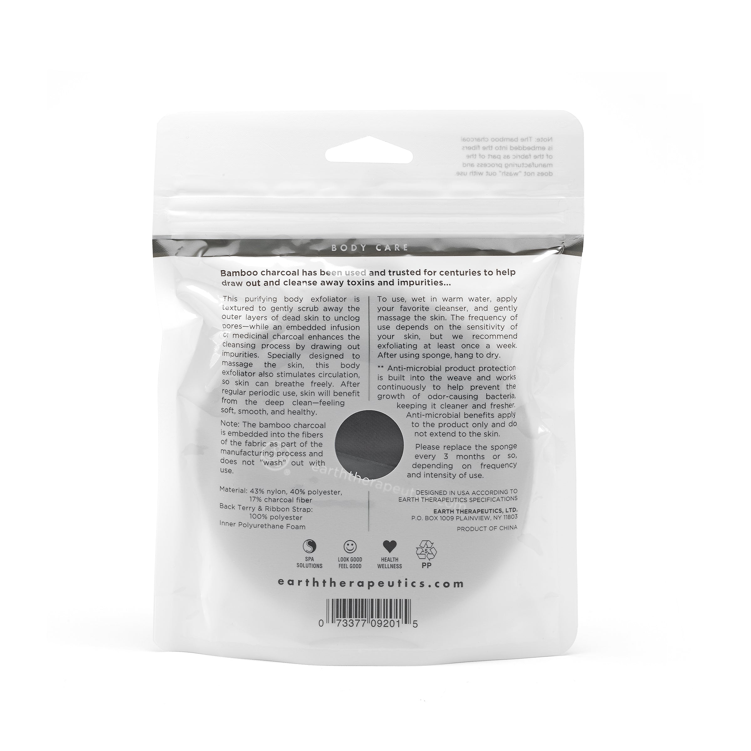 earth-therapeutics-charcoal-exfoliating-sponge-round-bamboo-charcoal-infused-bod image 4