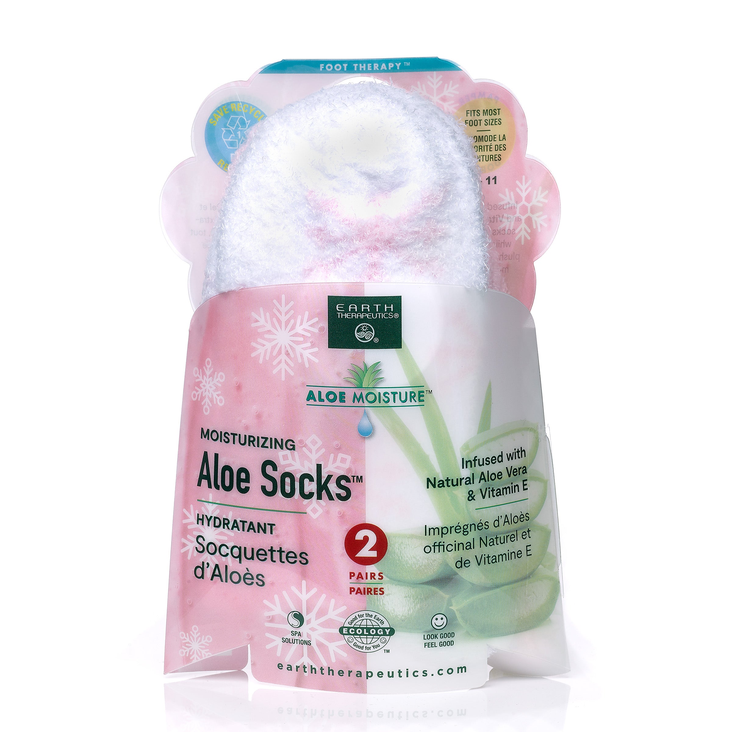 earth-therapeutics-aloe-moisture-socks-2-pack-snowflake image 8