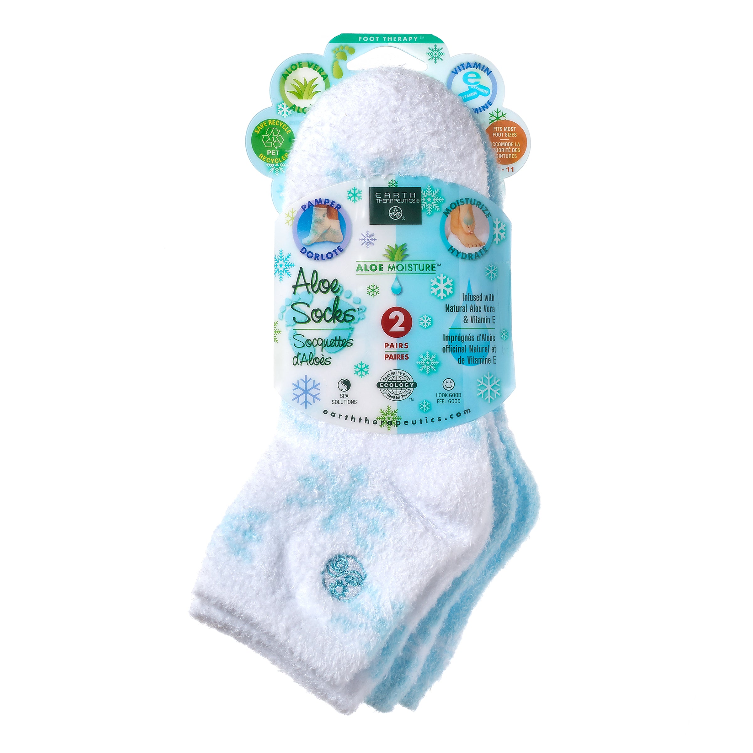 earth-therapeutics-aloe-moisture-socks-2-pack-snowflake image 5
