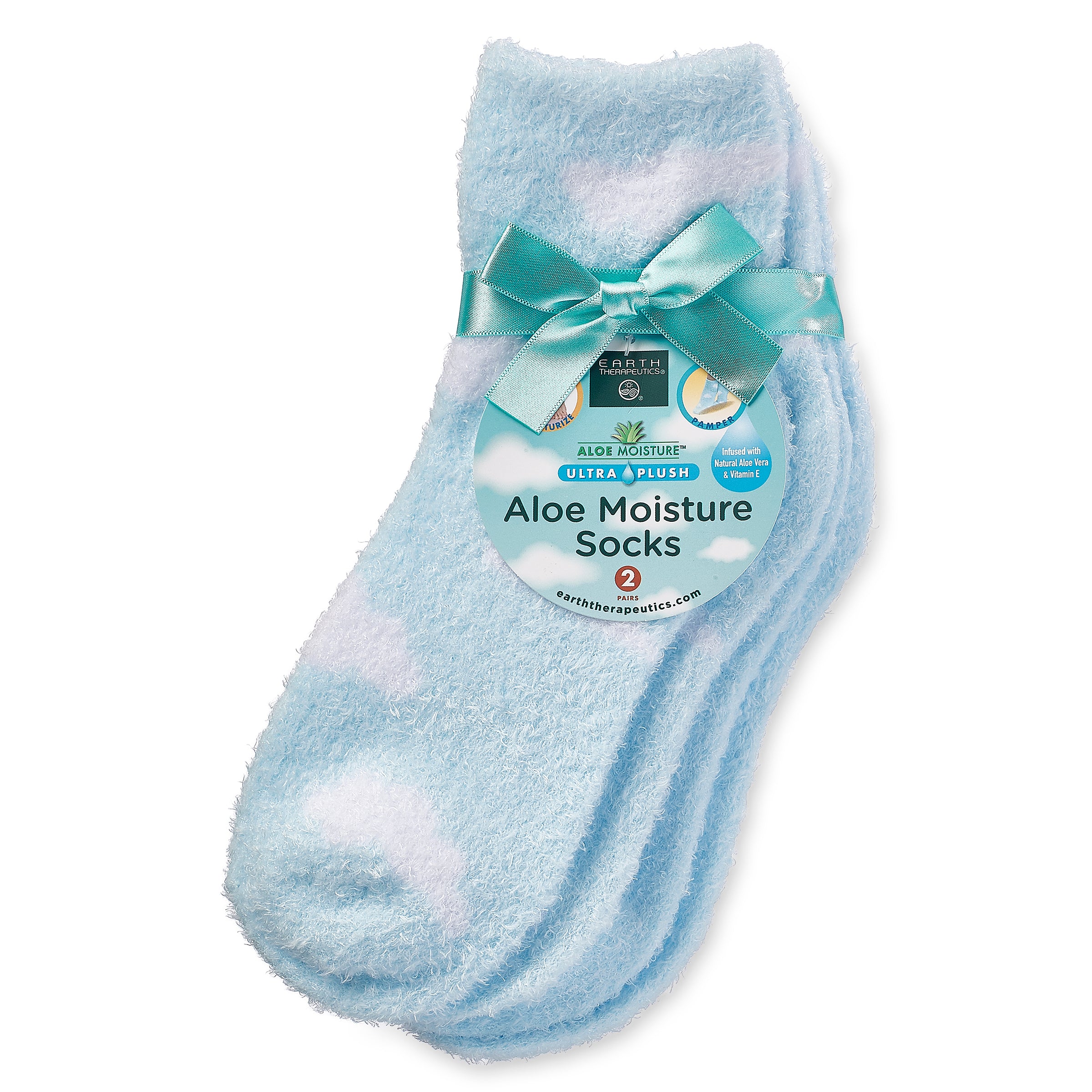 earth-therapeutics-aloe-infused-moisture-socks-2-pack-clouds-blue image 2