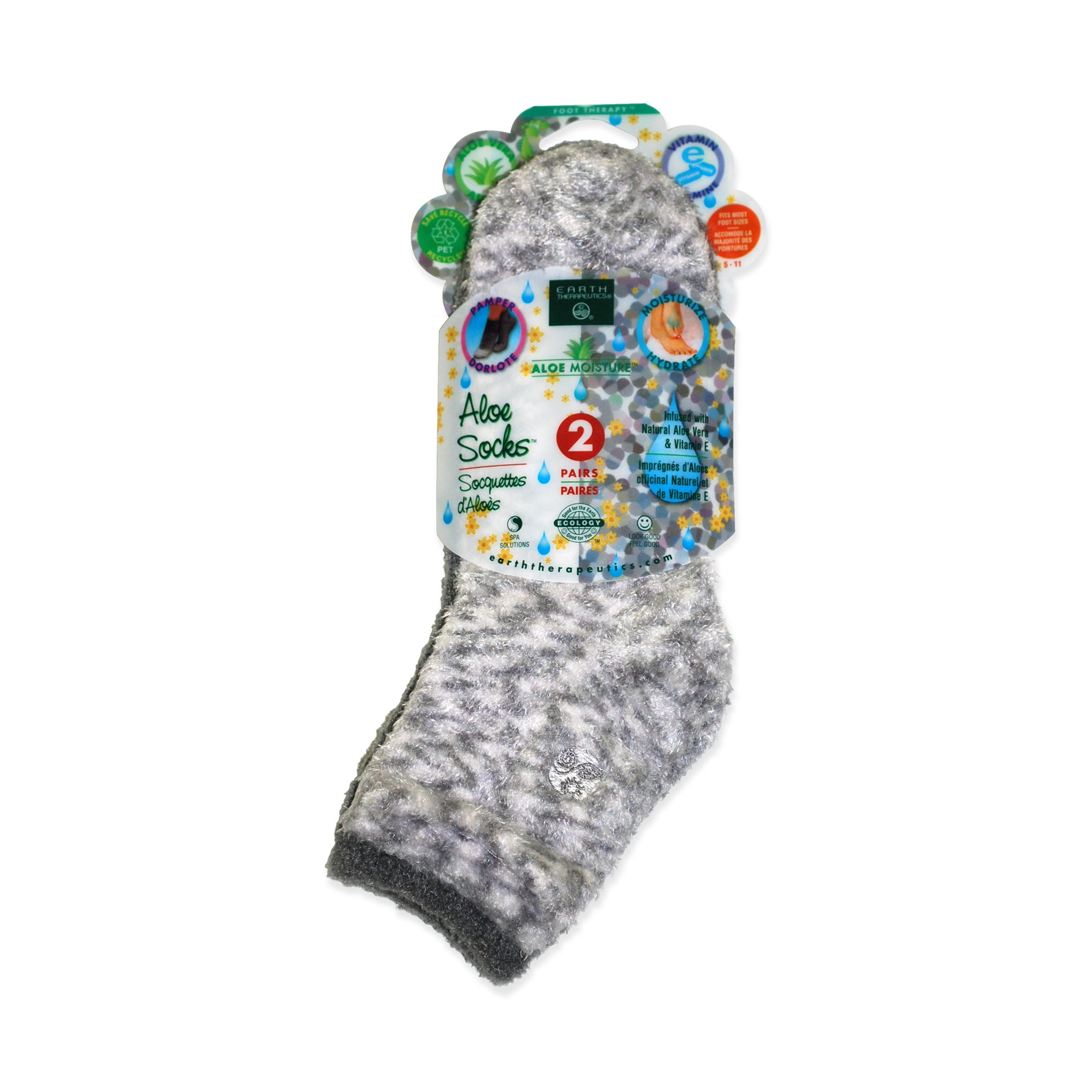 earth-therapeutics-aloe-socks-2-pack-grey-black-moisturizing-with-aloe-vera-vita image 7