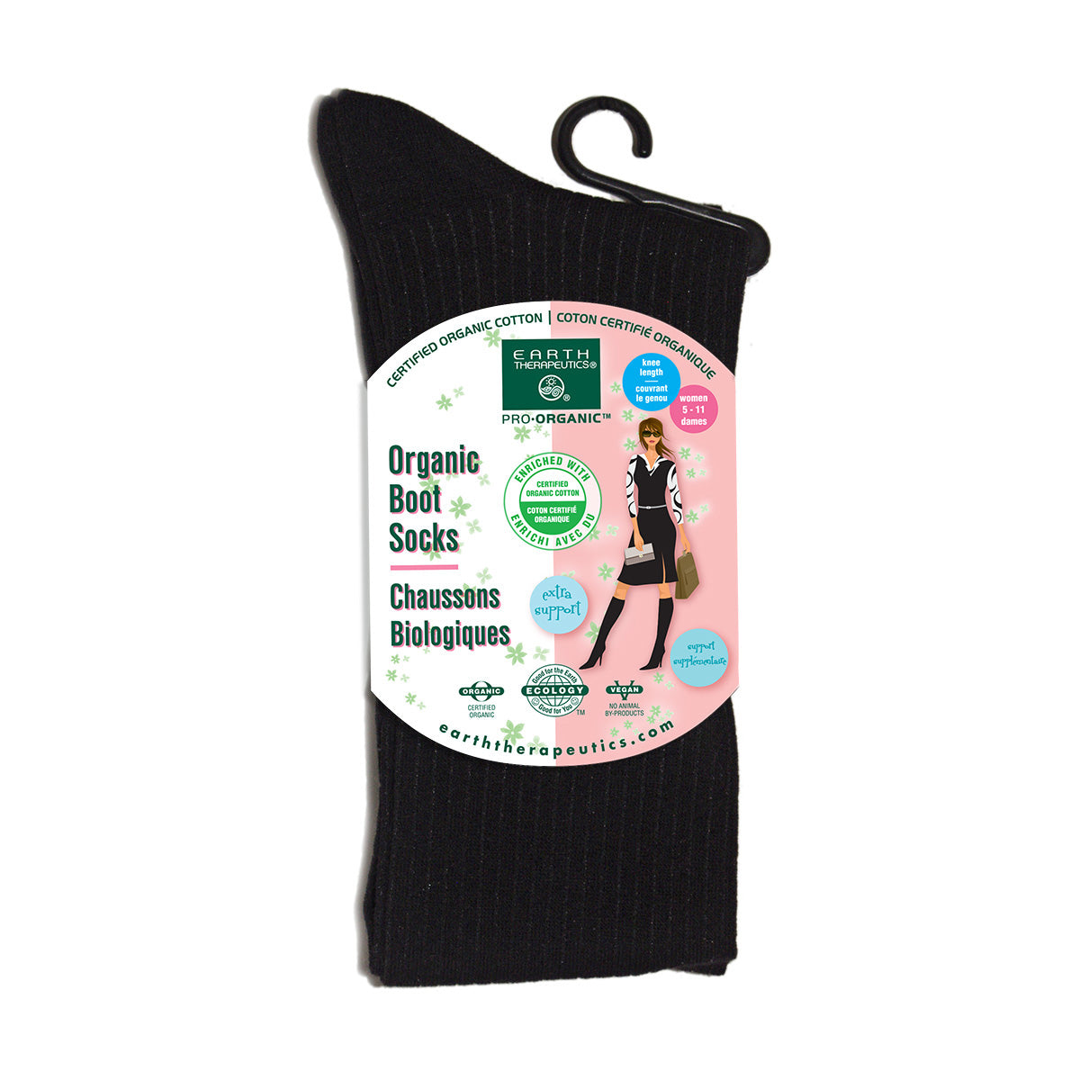 earth-therapeutics-organic-cotton-boot-socks-15-knee-length image 1