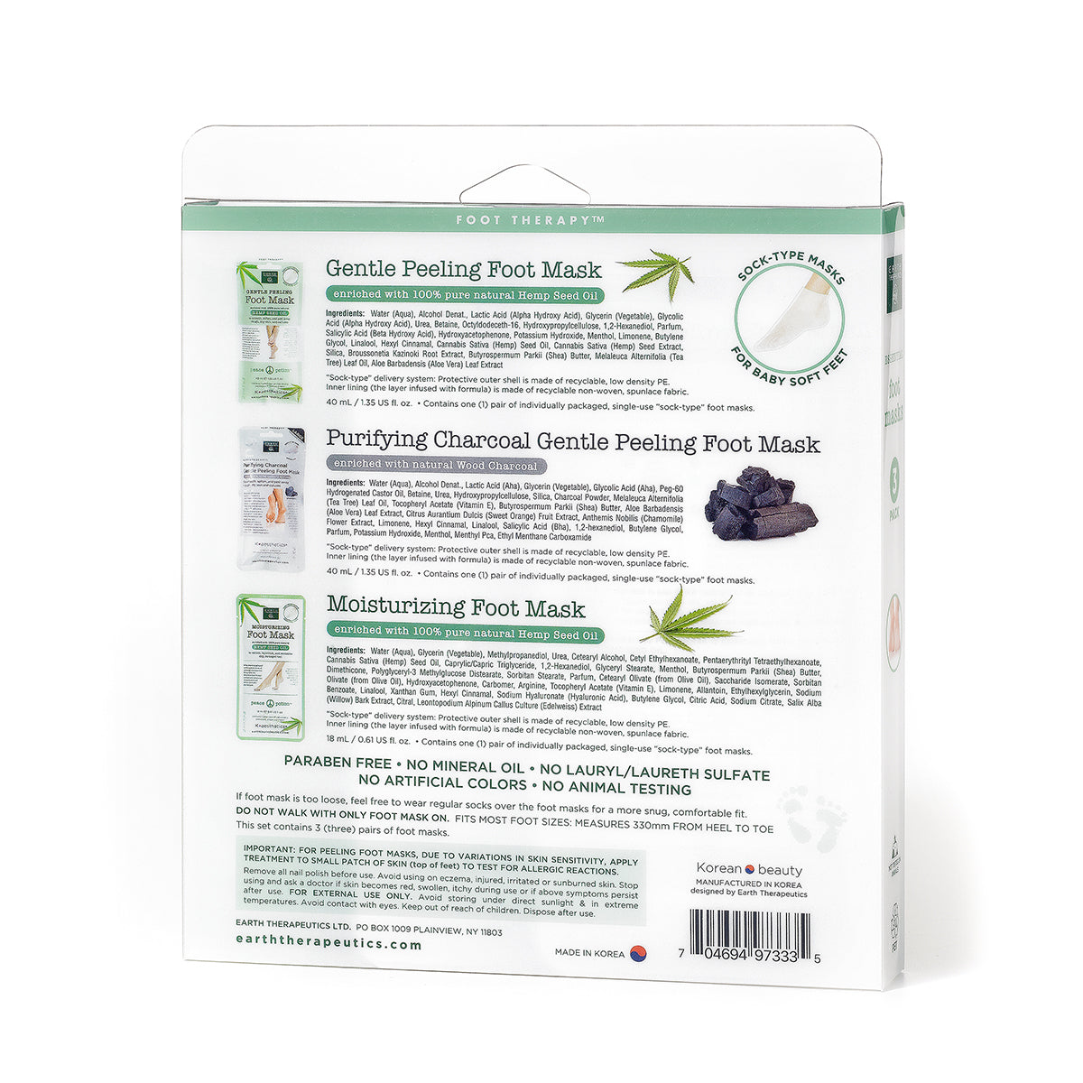 earth-therapeutics-essential-foot-masks-3-pack-gentle-peeling-with-hemp-seed-oil image 3